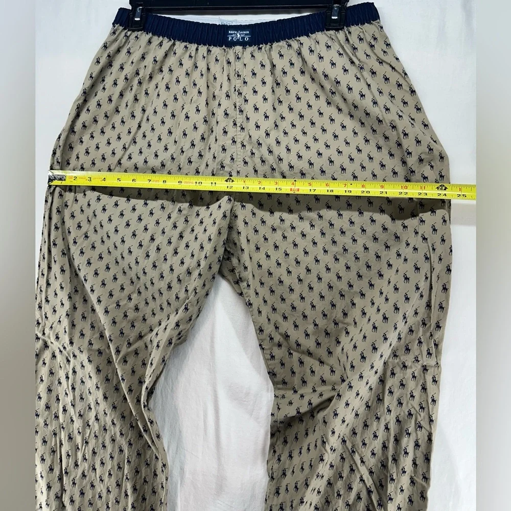 Polo Ralph Lauren Pajama Pants Tan Sleepwear Mens‎ Size L All Over Pony Print